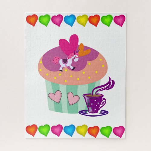 Puzzles Colorful Hearts Cupcake