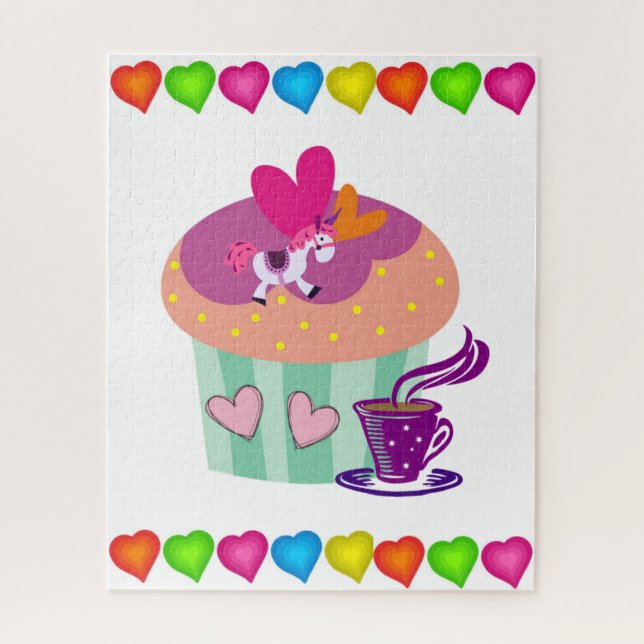 Puzzles Colorful Hearts Cupcake (Vertical)