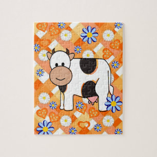 Puzzles Cow Orange Chevron Blue Stars