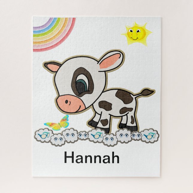 Puzzles Cow Rainbow Sun Butterfly Clouds (Vertical)