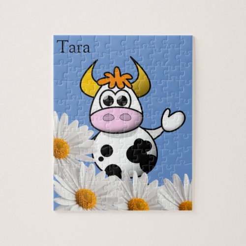 Puzzles Cow White Daisy Floral