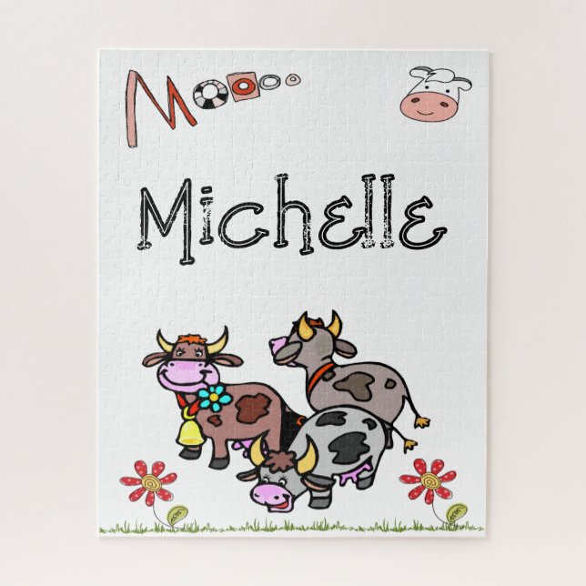Puzzles Cows Moo Floral  (Vertical)