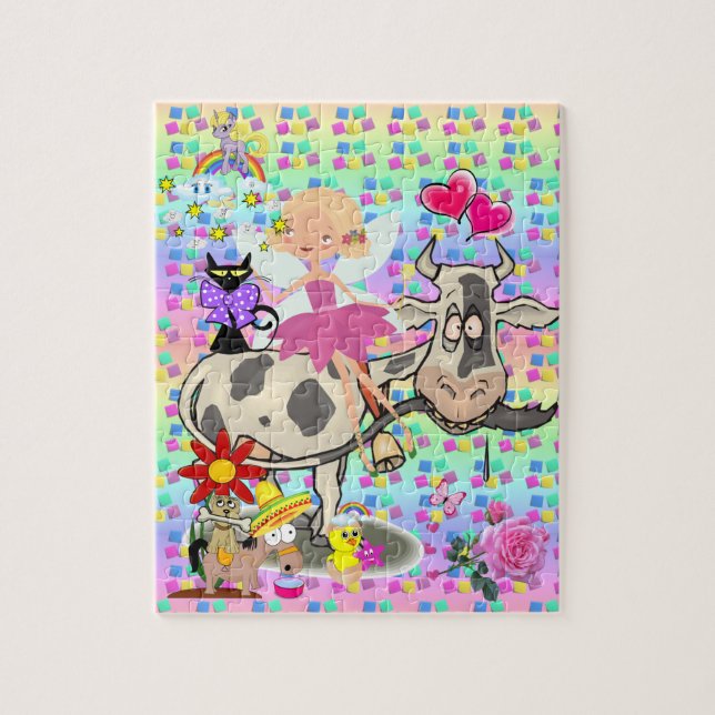 Puzzles Fairy Rainbow Unicorn Dog Cow Fun (Vertical)