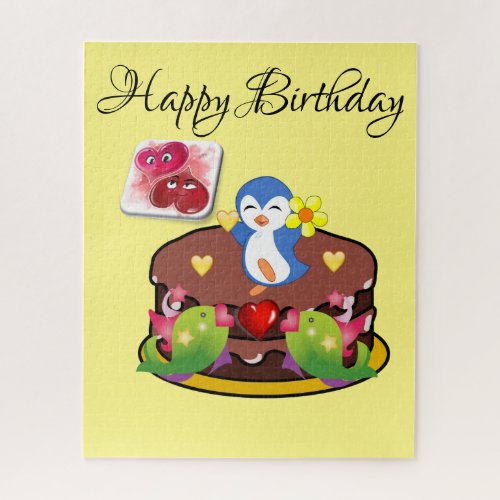 Puzzles Fish Penguin Hearts Happy Birthday