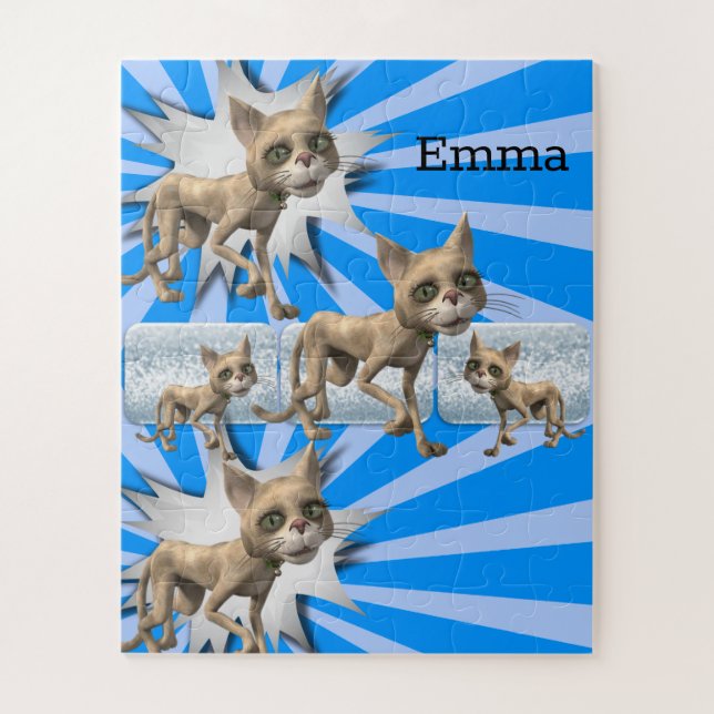 Puzzles Floral 3d Cats Blue Gray (Vertical)