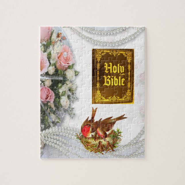 Puzzles Floral Birds Holy Bible Catholic (Vertical)