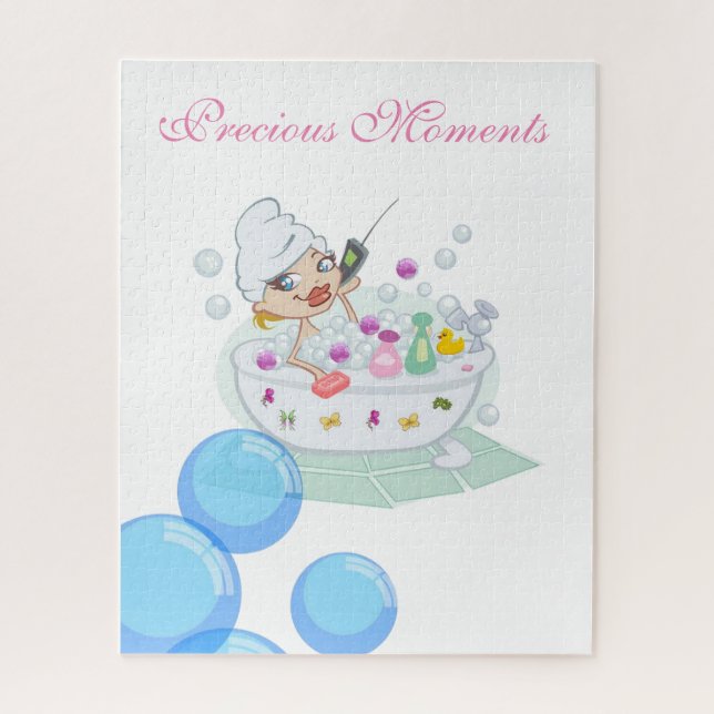 Puzzles Girl Bath Time Bath Tub Bubbles Ducks (Vertical)