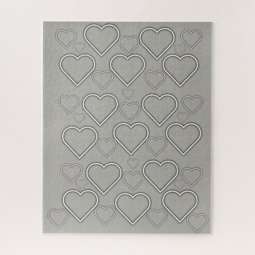 Puzzles Gray White Hearts