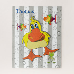 Puzzles Gray & White Stripe Fish Duck