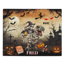 PUZZLES: HALOWEEN Skeleton Dinosaur Halloween