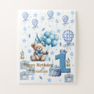Puzzles Happy 1st. Birthday Teddy Bear Blue