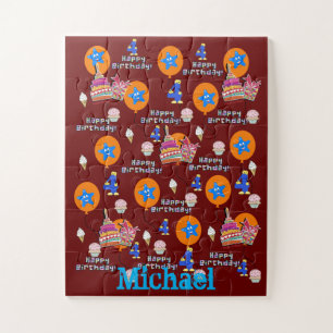 Puzzles, Happy 4th Birthday, #4 Birthday Dark Re Jigsaw Puzzle