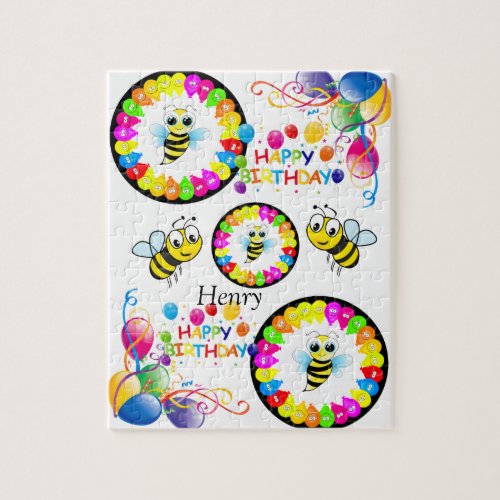 Puzzles Happy Birthday Bumblebee Balloons