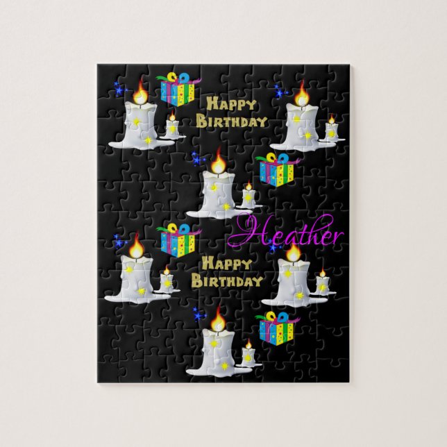 Puzzles Happy Birthday Candles Gifts (Vertical)