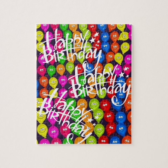 Puzzles Happy Birthday Colorful Balloons (Vertical)