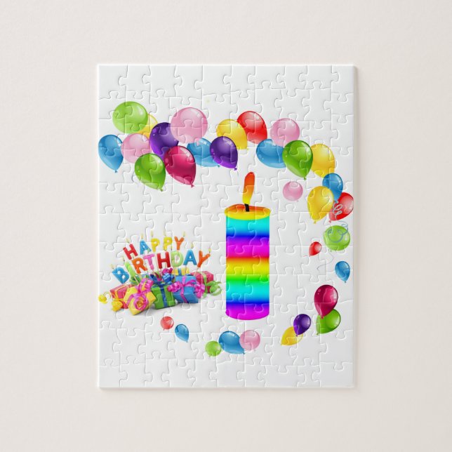 Puzzles Happy Birthday Colorful Candles (Vertical)