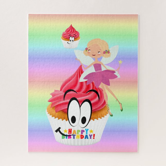 Puzzles Happy Birthday Fairy Cupcake Pastel (Vertical)