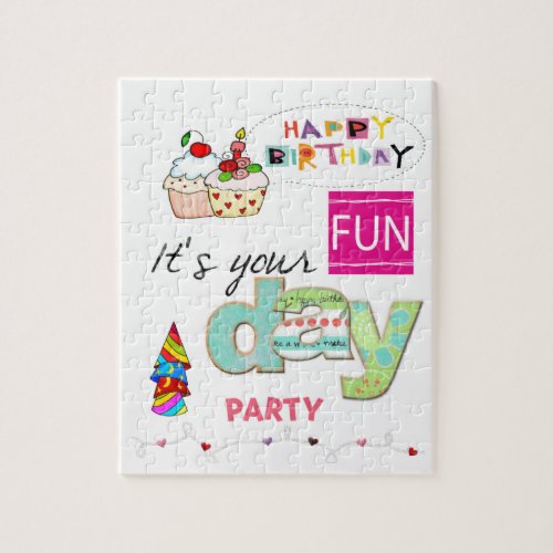 Puzzles Happy Birthday FUN Cupcake Jigsaw Puzzle