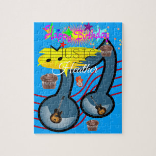 Puzzles Happy Birthday Guitar Music Cupcake
