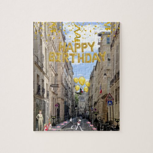 Puzzles Happy Birthday Paris France Woman Floral