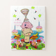 Puzzles, Happy Birthday Pink Cupcake