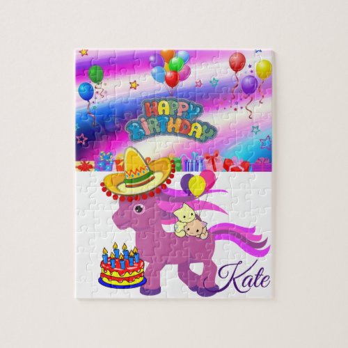 Puzzles Happy Birthday Pony Kittens Cake