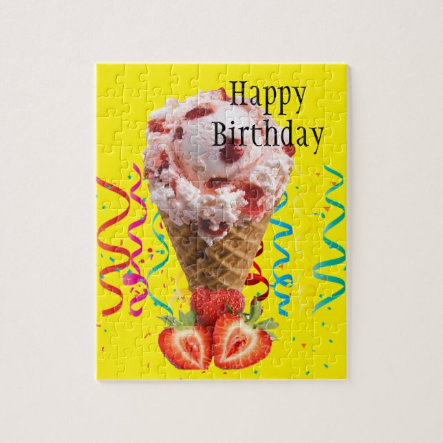 Puzzles Happy Birthday Strawberry Ice Cream (Vertical)