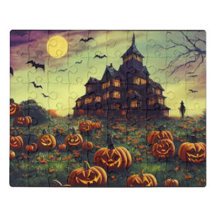 PUZZLES: Haunted Halloween Pumpkin Mansion Jigsaw Puzzle