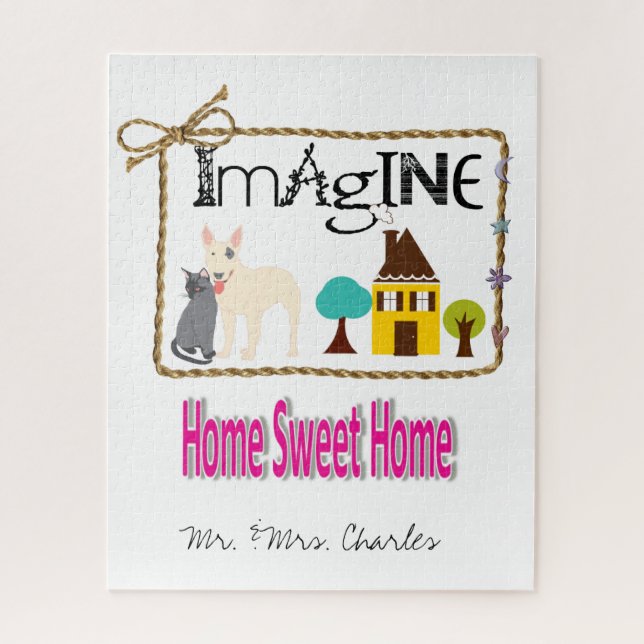 Puzzles Home Sweet Home, Dog Cat House  (Vertical)