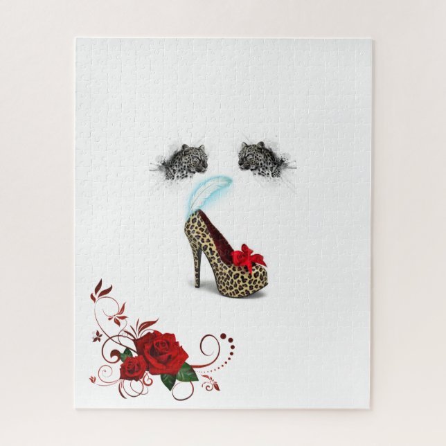 Puzzles Leopard Rose Floral  (Vertical)