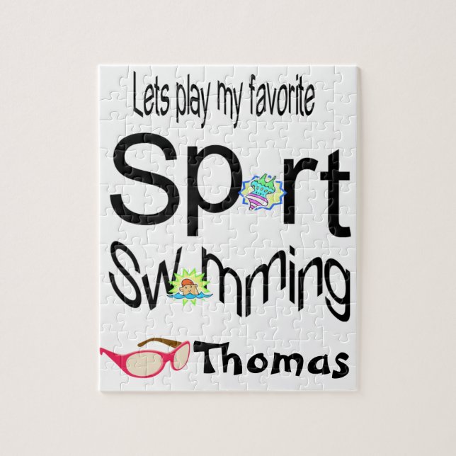 Puzzles Let's Play our Favorite Sport Swimming (Vertical)