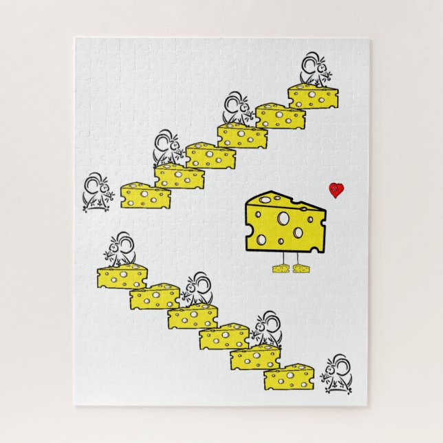 Puzzles Mouse Cheese Cheesy Love Heart (Vertical)
