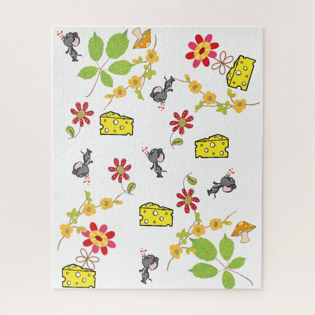 Puzzles Mouse Cheese Floral (Vertical)