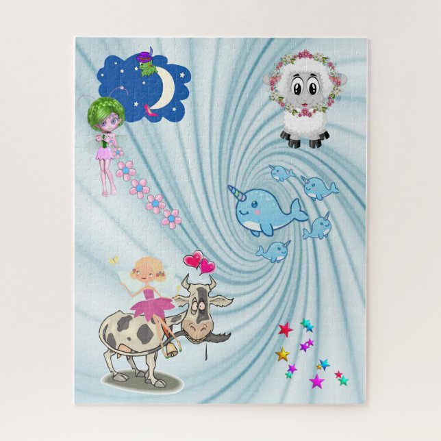 Puzzles Narwhal Cow Sheep Stars Floral (Vertical)