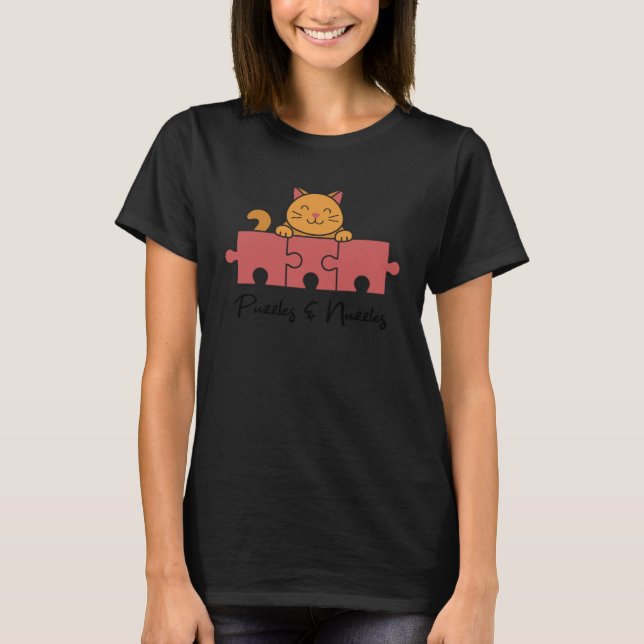 Puzzles Nuzzles Cat Puzzle Piece Game Jigsaw Puzzl T-Shirt (Front)