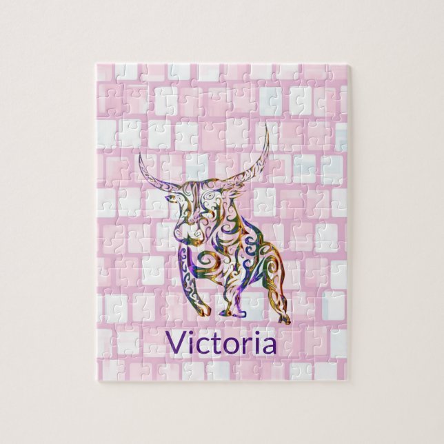 Puzzles Pink Brick Colorful Bull (Vertical)