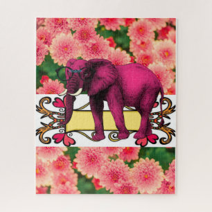 Puzzles Pink Elephant Floral