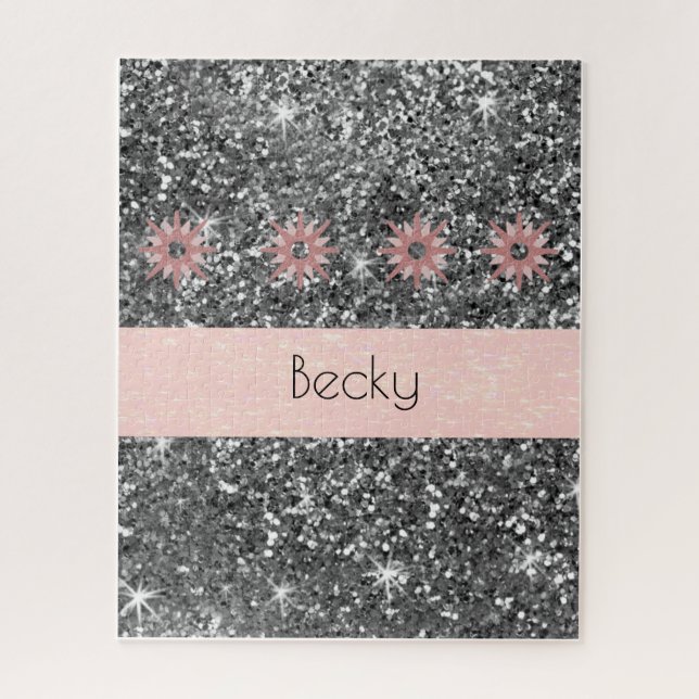Puzzles Pink Gray Glitter (Vertical)