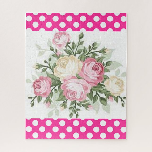 Puzzles Pink Polka dot, Flowers Floral  (Vertical)