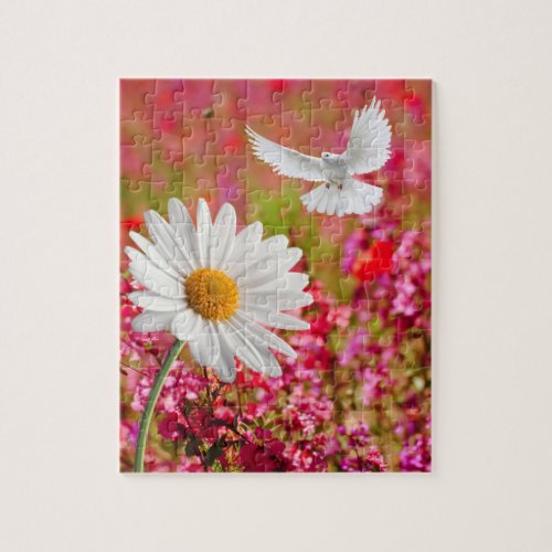 Puzzles Pink White Dove Daisy