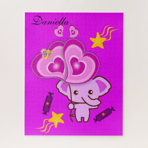 Puzzles Purple Elephant Butterfly Hearts