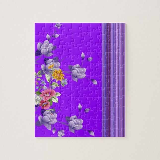 Puzzles Purple Stripes Floral Flowers (Vertical)