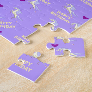 Puzzles Purple Unicorn Happy Birthday