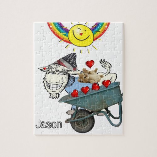 Puzzles Rainbow Goat Kitten Red Hearts