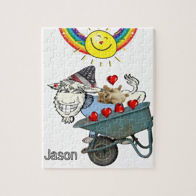 Puzzles Rainbow Goat Kitten Red Hearts (Vertical)