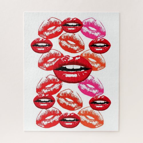 Puzzles Red Lipstick Makeup Lips
