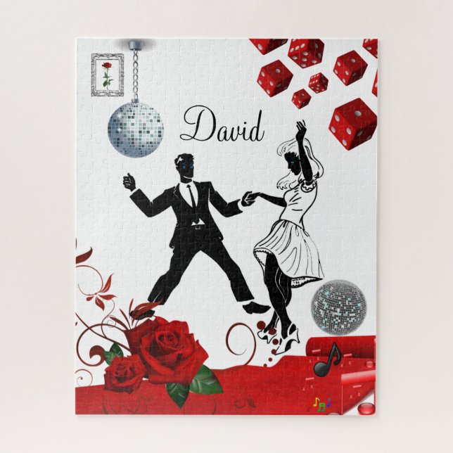 Puzzles Red Rose Floral Dice (Vertical)