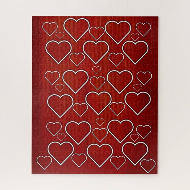 Puzzles Red White Hearts (Vertical)
