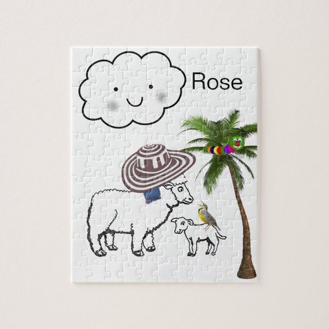 Puzzles Sheep Clouds Floral Palm Tree (Vertical)