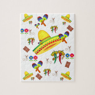 Puzzles Sombrero Hot Peppers Dog Floral